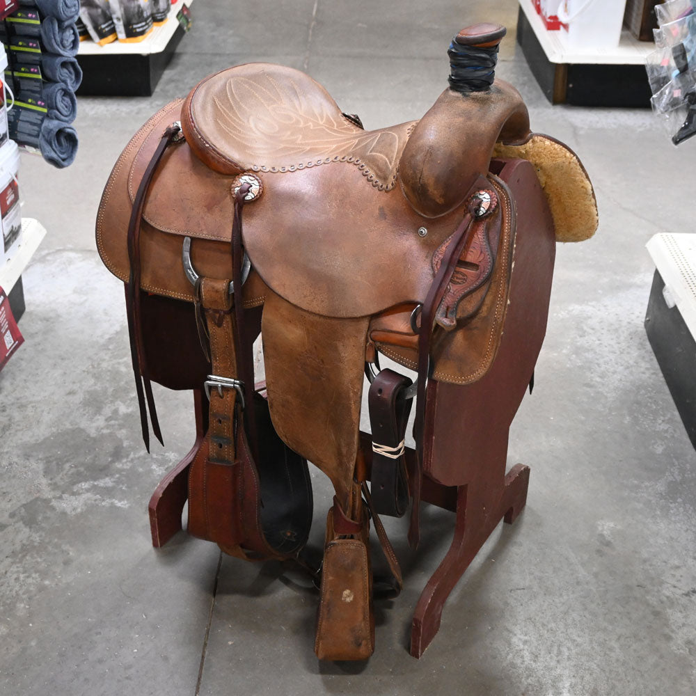 15" USED JEFF SMITH ROPING SADDLE Saddles - New Jeff Smith