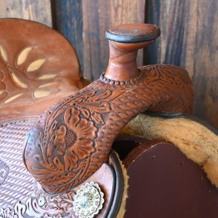 14.5" USED DOUBLE J TEAM ROPING SADDLE