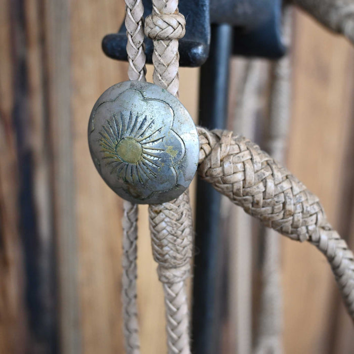 Vintage Braided Leather Bridle Rig w/Silver Plated Flower Conchos & a Kissingbird bit Collectibles Misc