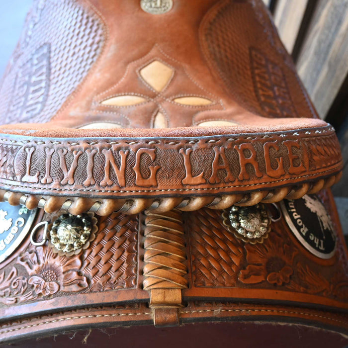 14.5" USED DOUBLE J TEAM ROPING SADDLE