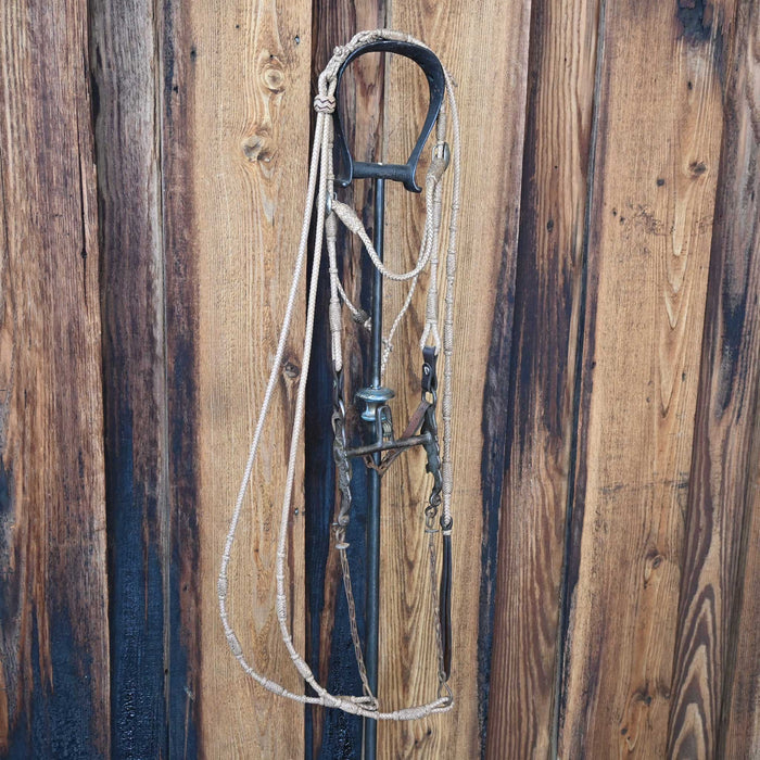 Vintage Braided Leather Bridle Rig w/Silver Plated Flower Conchos & a Kissingbird bit Collectibles Misc