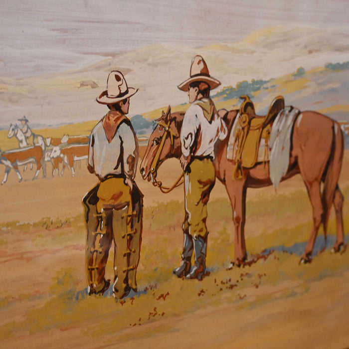 Unsigned Gouche CA 1920's Cowboy Camp Scene