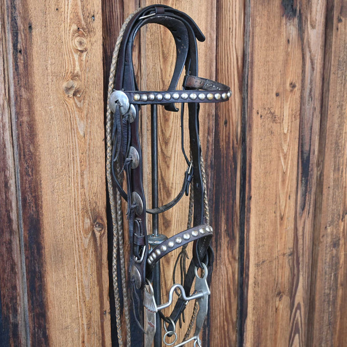 Vintage Leather with Studs Bridle Rig and a Lady Leg Bit Collectibles Misc