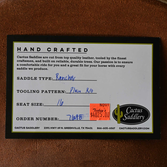 16" CACTUS RANCH SADDLE Saddles - New CACTUS SADDLERY