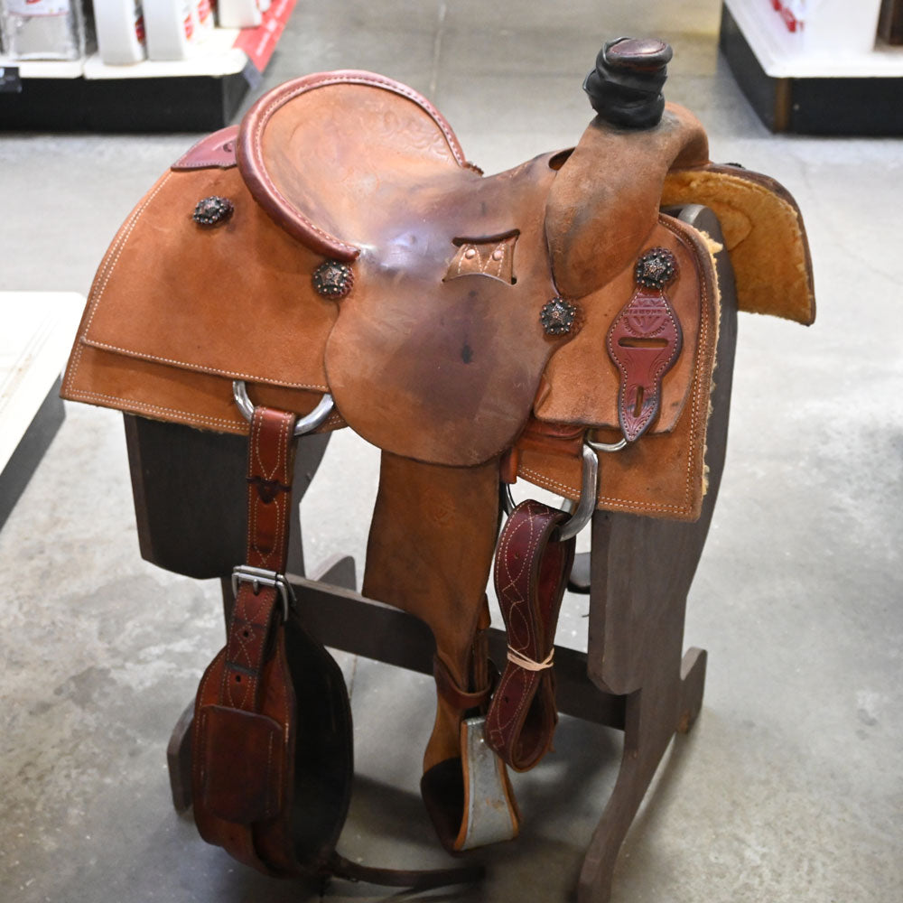 14" USED DIAMOND D ROPING SADDLE Saddles Diamond D Saddlery