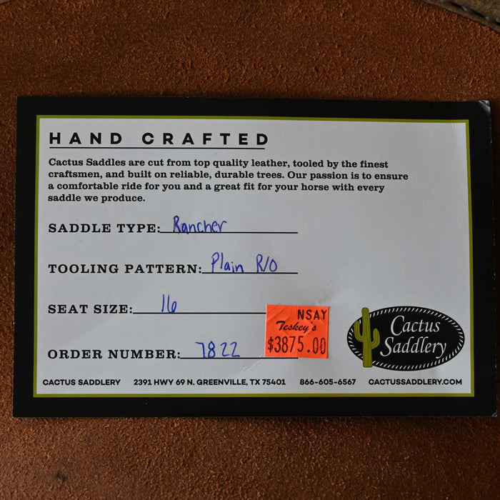 16" CACTUS RANCH SADDLE Saddles - New CACTUS SADDLERY