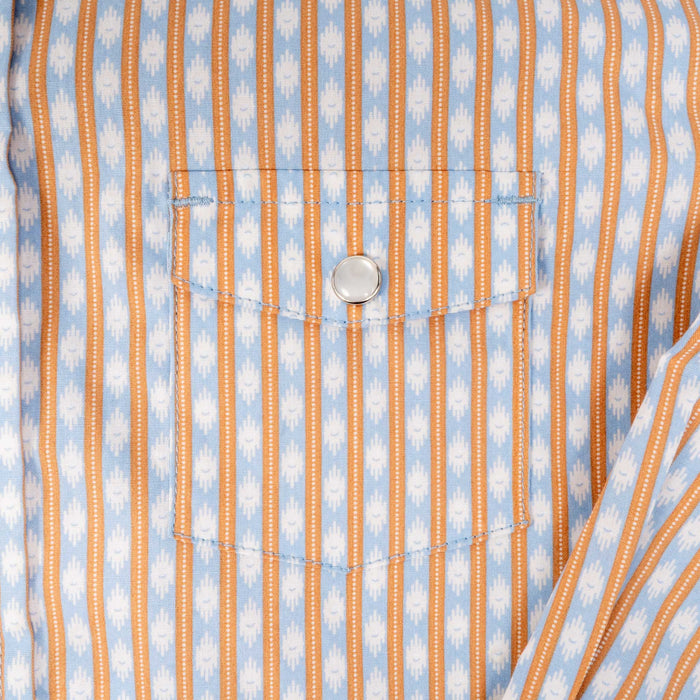 Panhandle Slim Boy's Rust Aztec Stripe Pearl Snap Shirt KIDS - Boys - Clothing - Shirts - Long Sleeve Shirts Panhandle