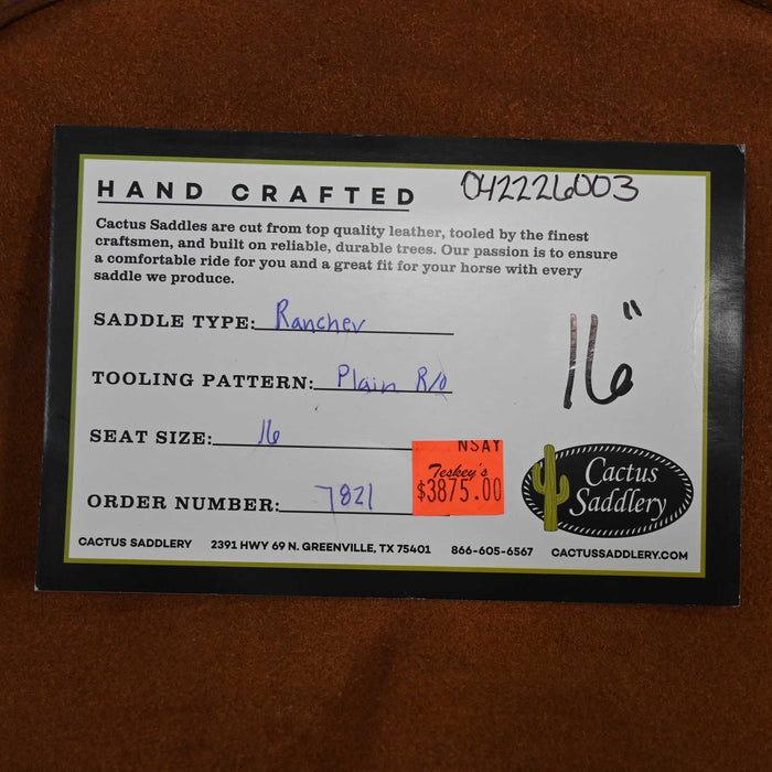 16" CACTUS RANCH SADDLE Saddles - New CACTUS SADDLERY
