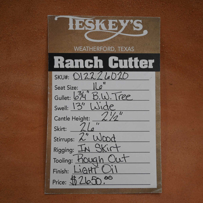 16" TESKEY'S PRO CUTTER RANCH CUTTER SADDLE