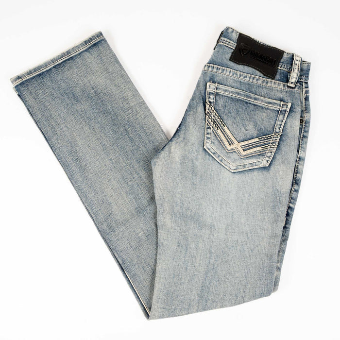 Rock & Roll Denim Men's Revolver Step Stitch Embroidered Bootcut Jean