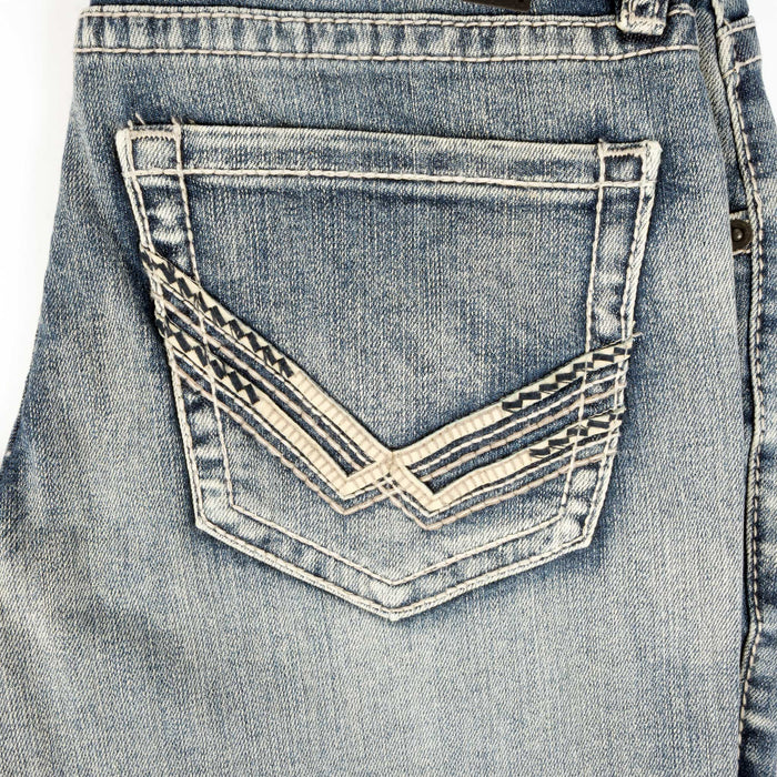 Rock & Roll Denim Men's Revolver Step Stitch Embroidered Bootcut Jean