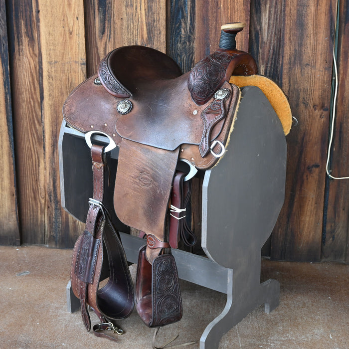 13.5" USED TESKEY'S TEAM ROPING SADDLE Saddles - Used Teskey's Saddlery