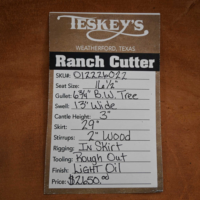 16.5" TESKEY'S PRO CUTTER RANCH CUTTER SADDLE