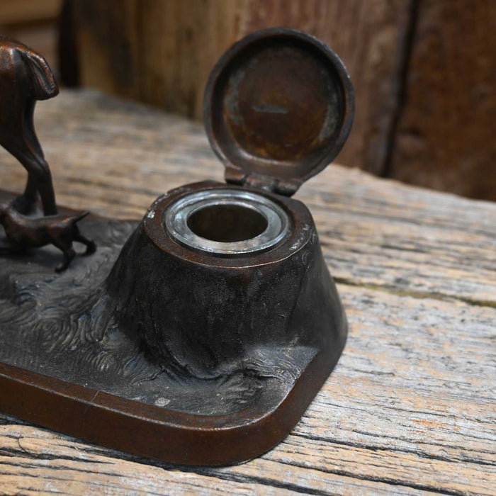 1920's Hunting English Woman Inkwell