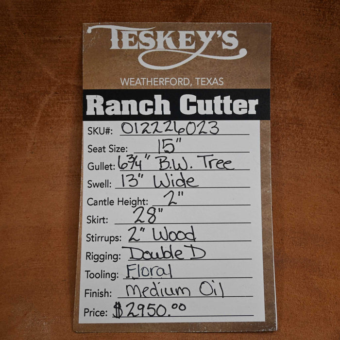 15" TESKEY'S PRO CUTTER RANCH CUTTER SADDLE
