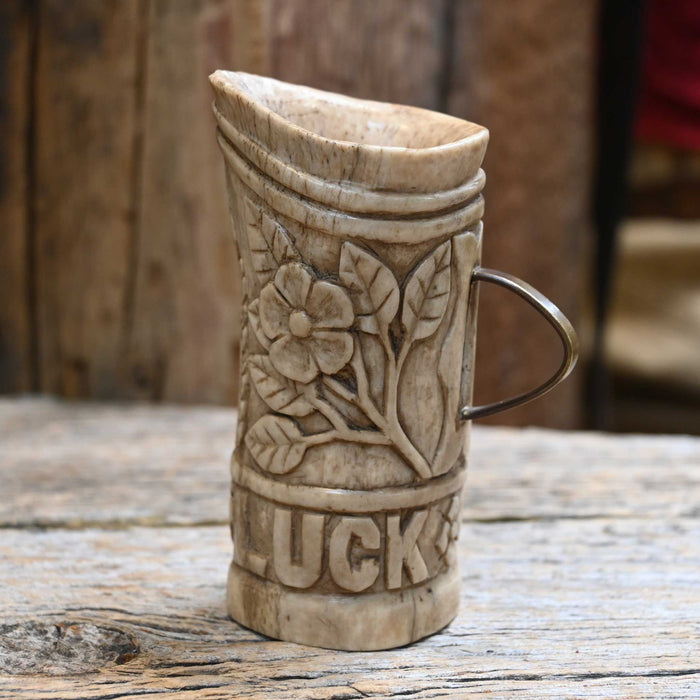 Vintage Antler Carved Dice Cup