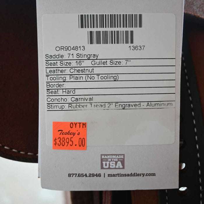16" MARTIN STINGRAY BARREL SADDLE Saddles - New Martin Saddlery