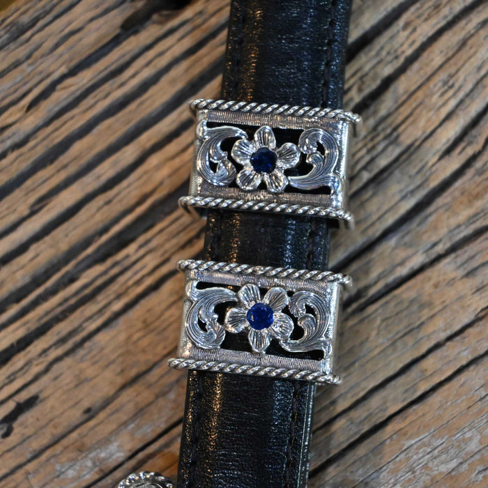 Harry Hudson Filigree 4pc. Belt Buckle Set w/Sapphire Stones