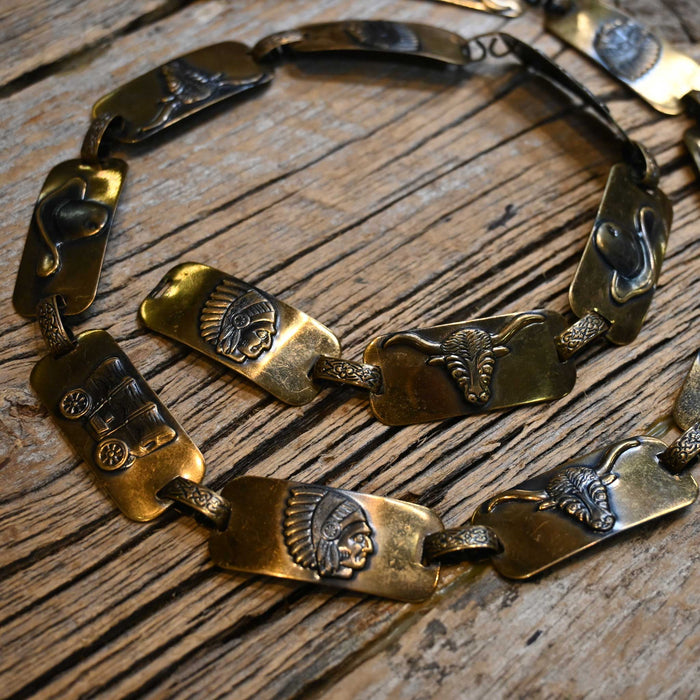 Vintage 28" Western Motif Metal Link Belt