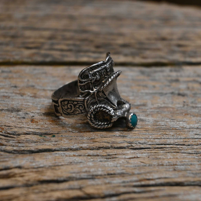 Vintage Size 12.5 Sterling Silver Saddle Ring