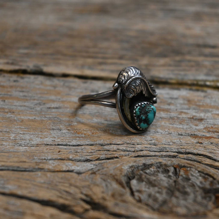 Vintage Sterling Silver Turquoise & Cat Claw Ring