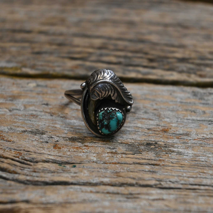 Vintage Sterling Silver Turquoise & Cat Claw Ring