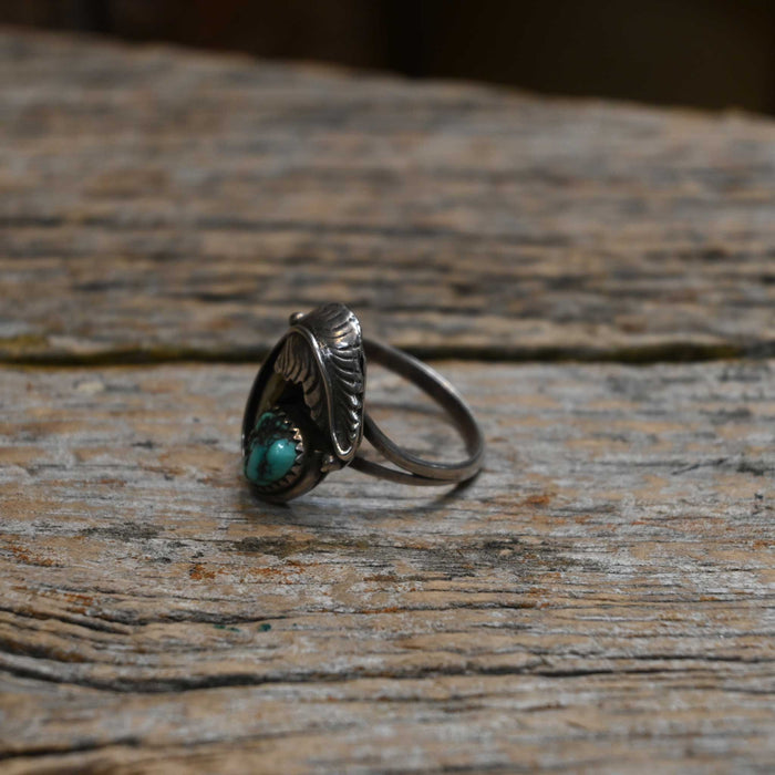Vintage Sterling Silver Turquoise & Cat Claw Ring
