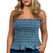 Smocked Fitted Denim Top WOMEN - Clothing - Tops - Sleeveless So Me