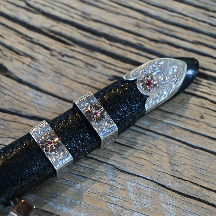 Two Moons A.K. 4pc. Belt Buckle Set w/Rubies Collectibles Two Moons