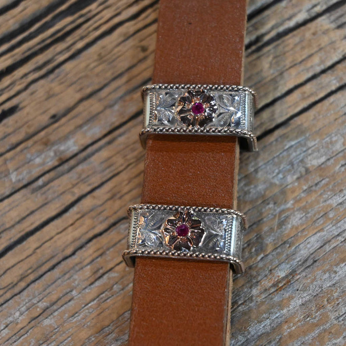 Two Moons A.K. 4pc. Belt Buckle Set w/Rubies Collectibles Two Moons