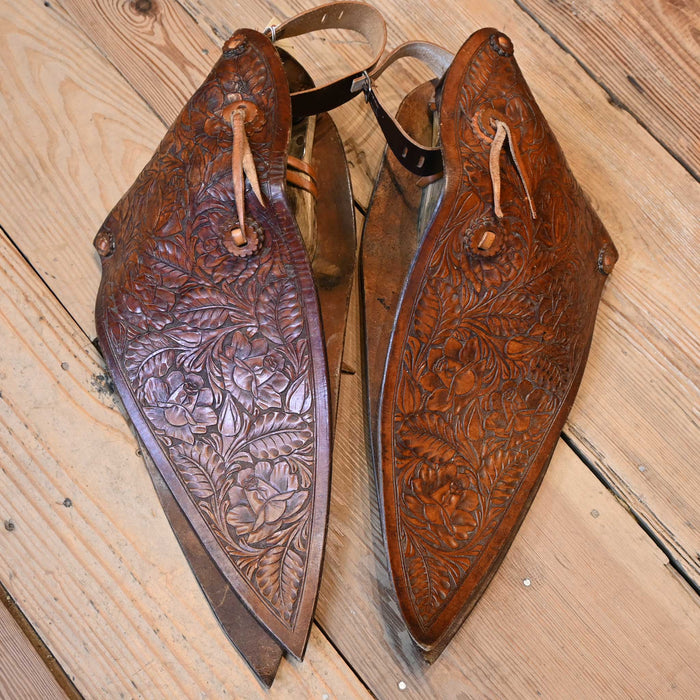 1920's Visalia Stock Saddle Co. Tooled Tapaderos