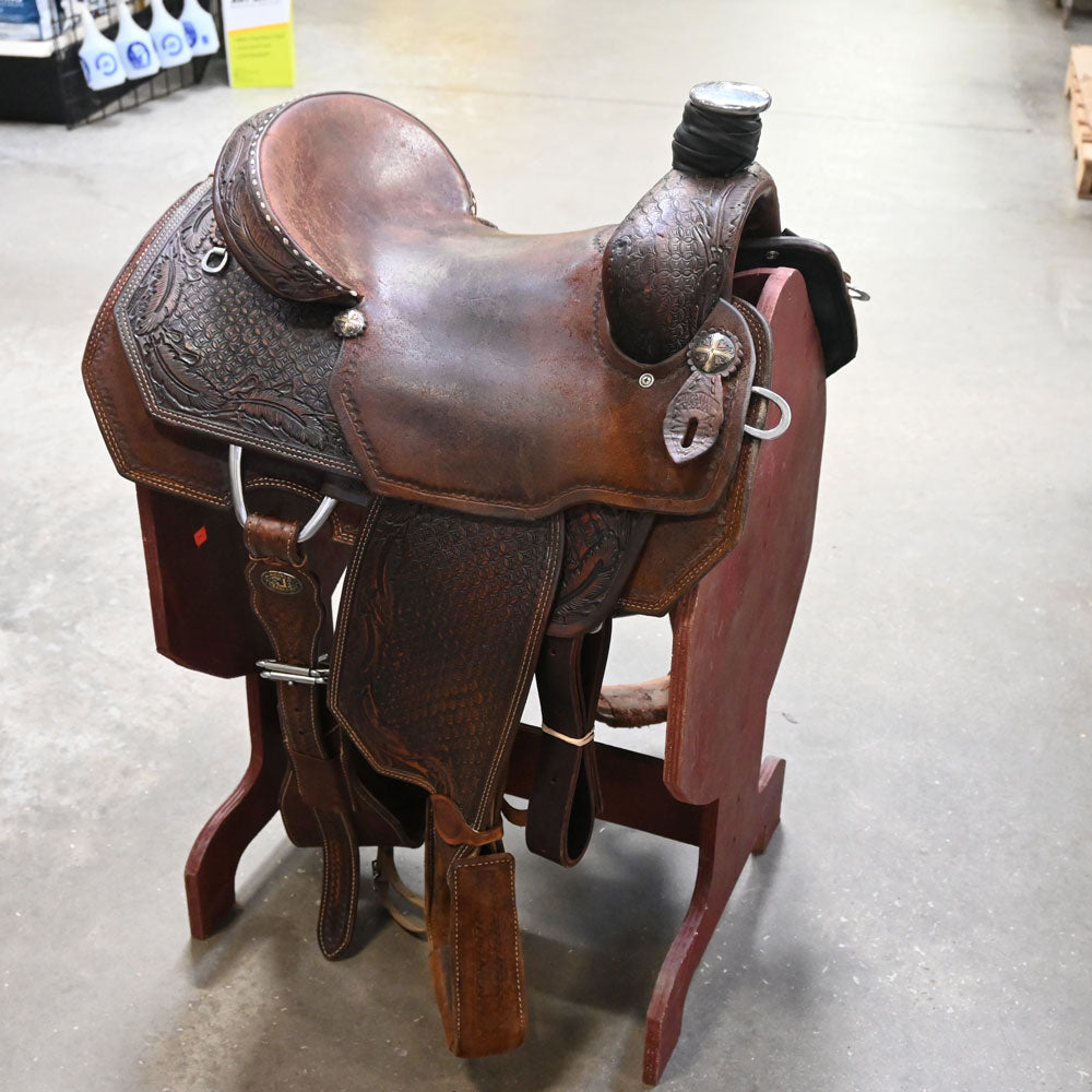 15" USED DOUBLE J ROPING SADDLE