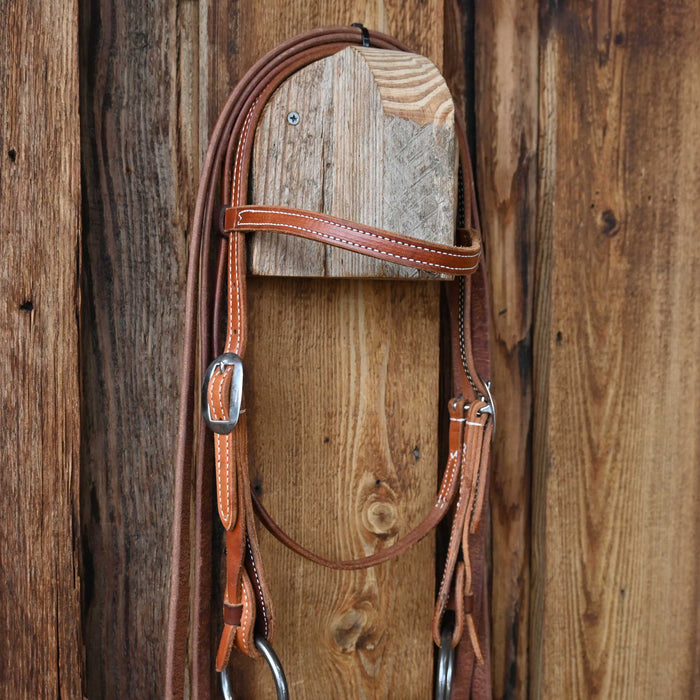 Flaharty D-Ring Rebar Snaffle Bridle Rig w/Browband Headstall
