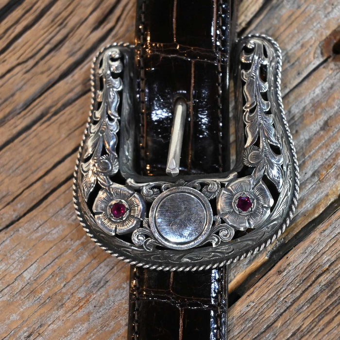 Harry Hudson Filigree 4pc. Belt Buckle Set w/Rubies Collectibles Harry Hudson