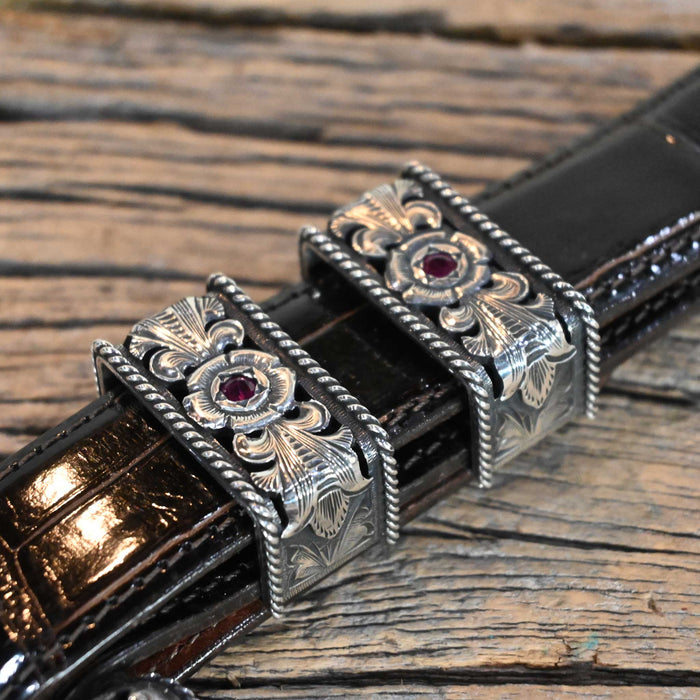 Harry Hudson Filigree 4pc. Belt Buckle Set w/Rubies Collectibles Harry Hudson