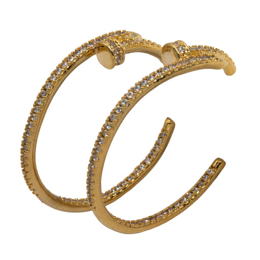 Gold Emma Nail CZ Hoop Earrings WOMEN - Accessories - Jewelry - Earrings Gemelli