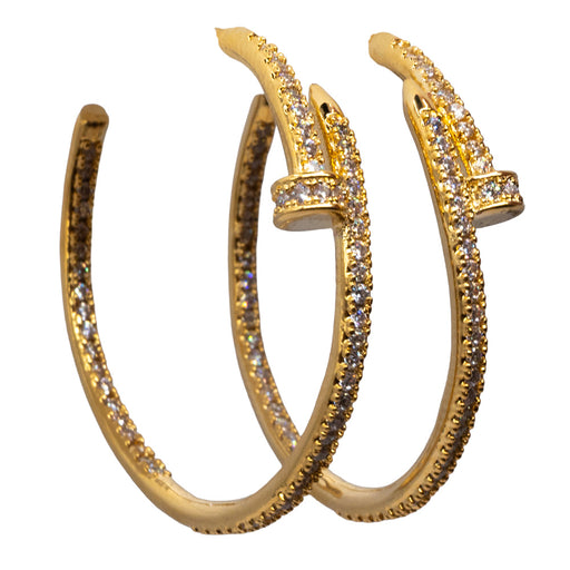 Gold Emma Nail CZ Hoop Earrings WOMEN - Accessories - Jewelry - Earrings Gemelli
