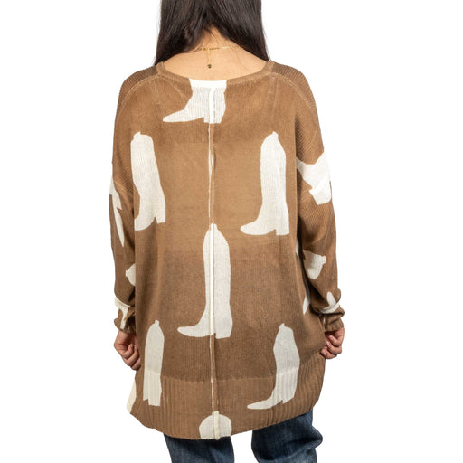 Rock & Roll Denim Women's Boot Print Brown Sweater WOMEN - Clothing - Sweaters & Cardigans Panhandle