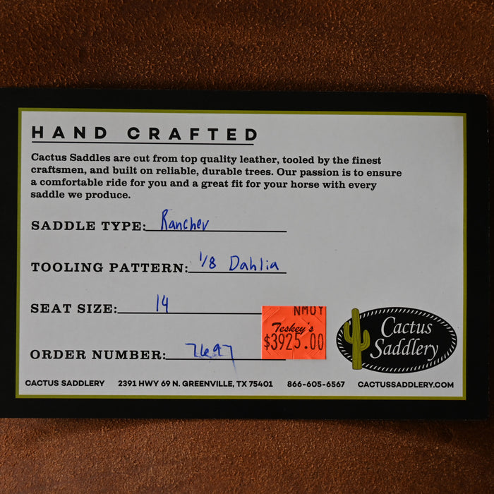 14" CACTUS RANCH SADDLE Saddles - New CACTUS SADDLERY