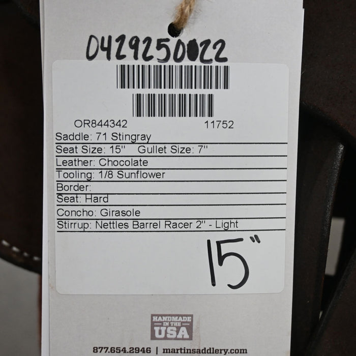 15" MARTIN STINGRAY BARREL SADDLE Saddles - New Martin Saddlery