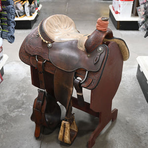 15" USED ALLEN RANCH ROPING SADDLE Saddles - Used Allen Ranch Saddle Shop
