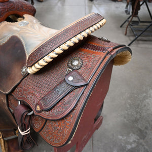 15" USED ALLEN RANCH ROPING SADDLE Saddles - Used Allen Ranch Saddle Shop