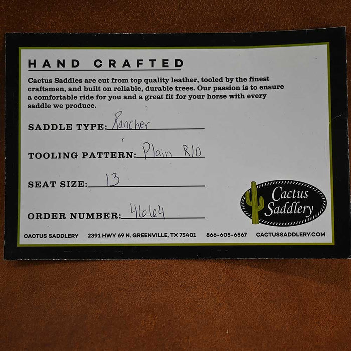 13" CACTUS RANCH SADDLE Saddles - New CACTUS SADDLERY