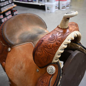 13.5" USED HEREFORD BARREL SADDLE Saddles Hereford Brand Tex Tan   