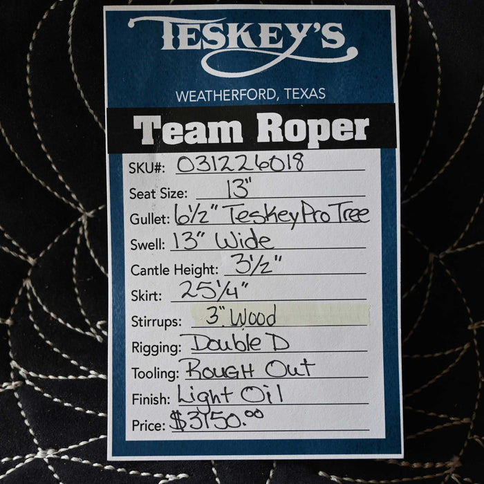 13" TESKEY'S TEAM ROPING SADDLE Saddles - New Teskey's Saddlery