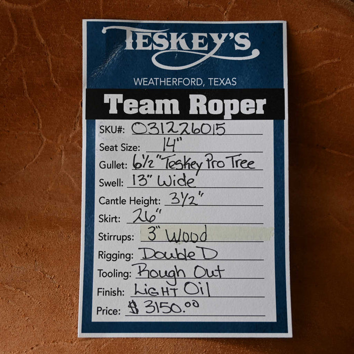 14" TESKEY'S TEAM ROPING SADDLE Saddles - New Teskey's Saddlery