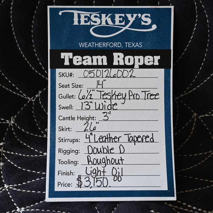14" TESKEY'S TEAM ROPING SADDLE Saddles - New Teskey's Saddlery