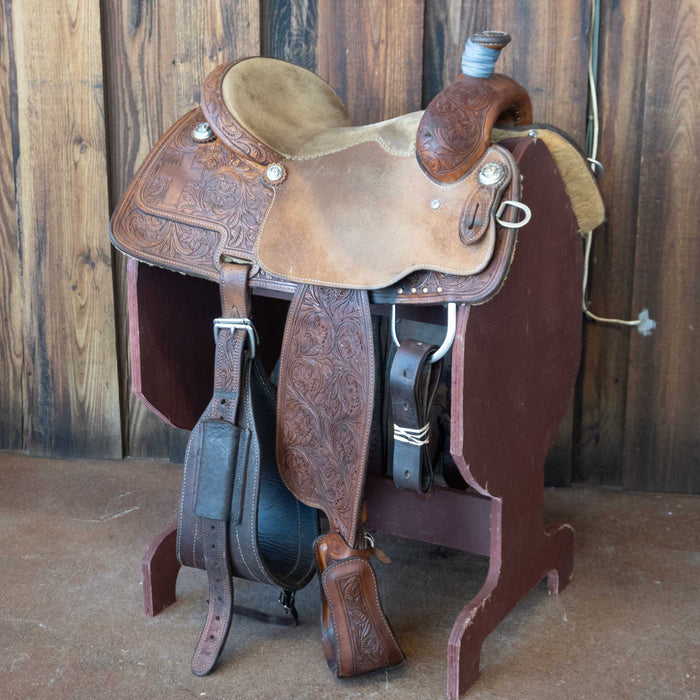 14" USED CACTUS CALF ROPING SADDLE