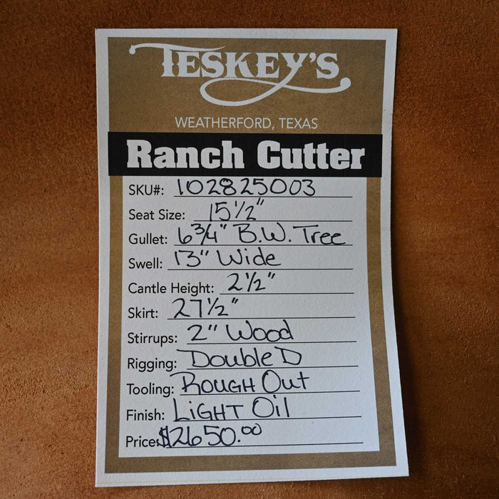 15.5" TESKEY'S PRO CUTTER RANCH CUTTER SADDLE