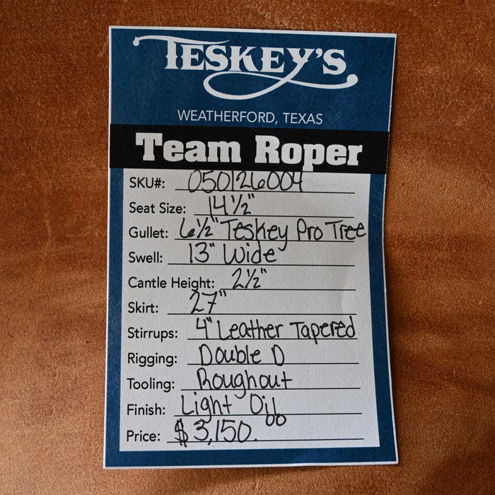 14.5" TESKEY'S TEAM ROPING SADDLE Saddles - New Teskey's Saddlery
